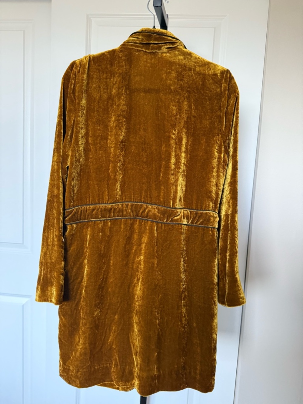 Sandro Velvet Mini Dress gold size 2 EUC - Picture 5 of 6